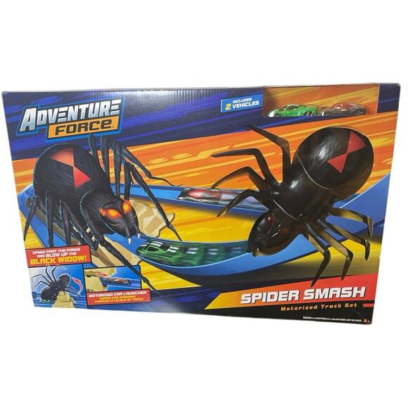 RACE CAR SPIDER SMASH TRACK MOTORIZED ADVENTURE FORCE ICONIC BLACK WIDOW - Picture 1 of 15
